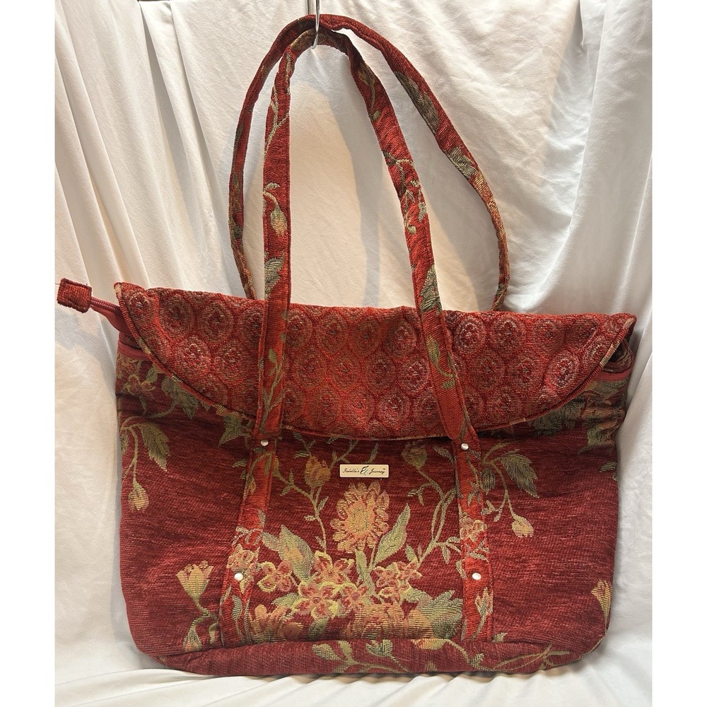 VTG Isabella's Journey Red Floral Tapestry Tote Purse Boho Cottagecore Indie